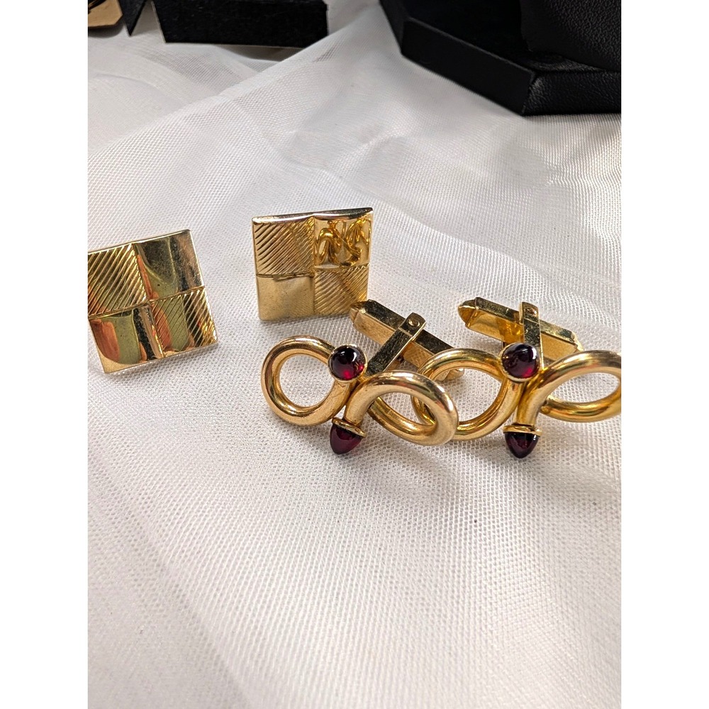 Vintage Cufflinks Lot 2 Pairs 1/20 12K Gold Filled & Square Cufflinks